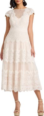 Tadashi Shoji Lace & Mesh Midi Dress