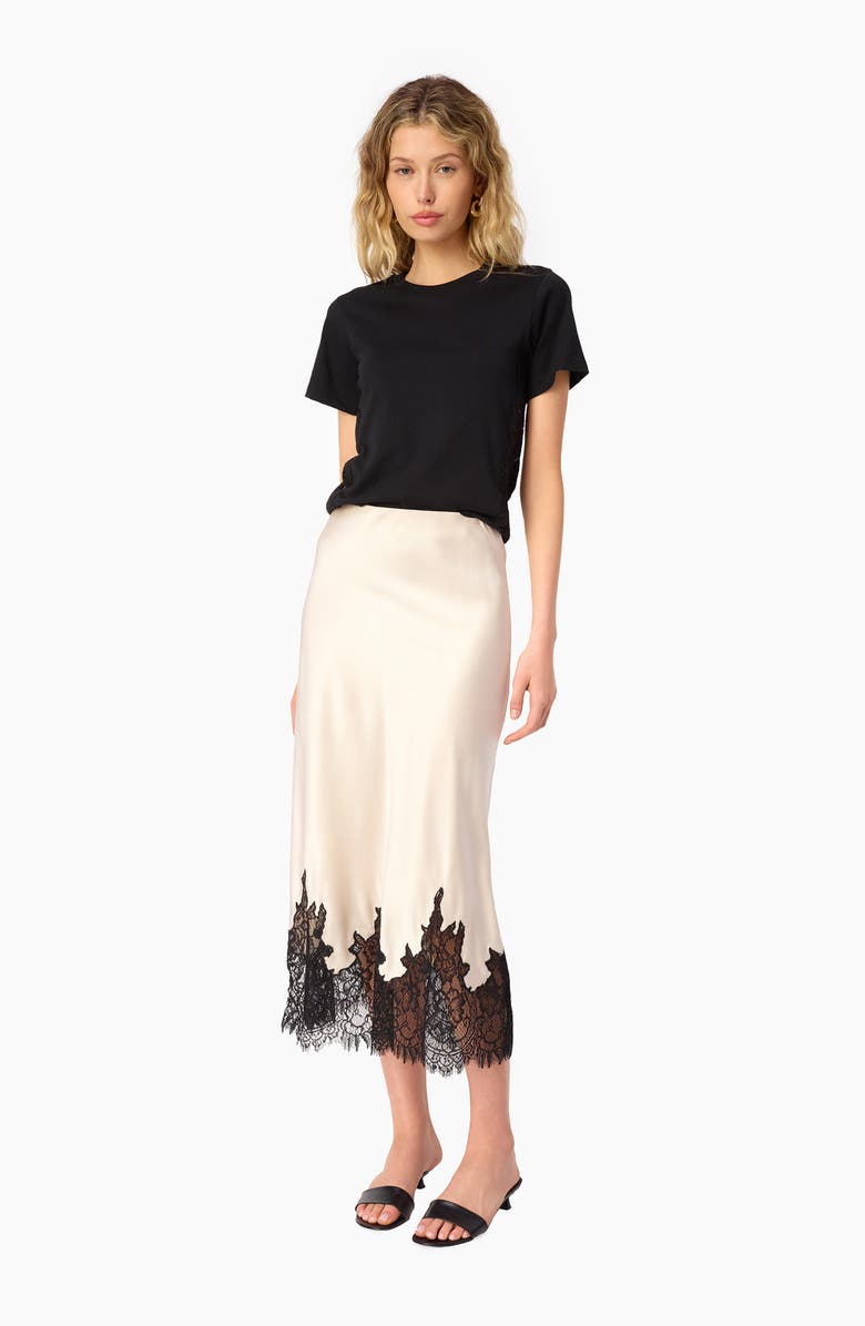 CAMI NYC Ebra Lace Inset Cotton T-Shirt, Alternate, color, Black