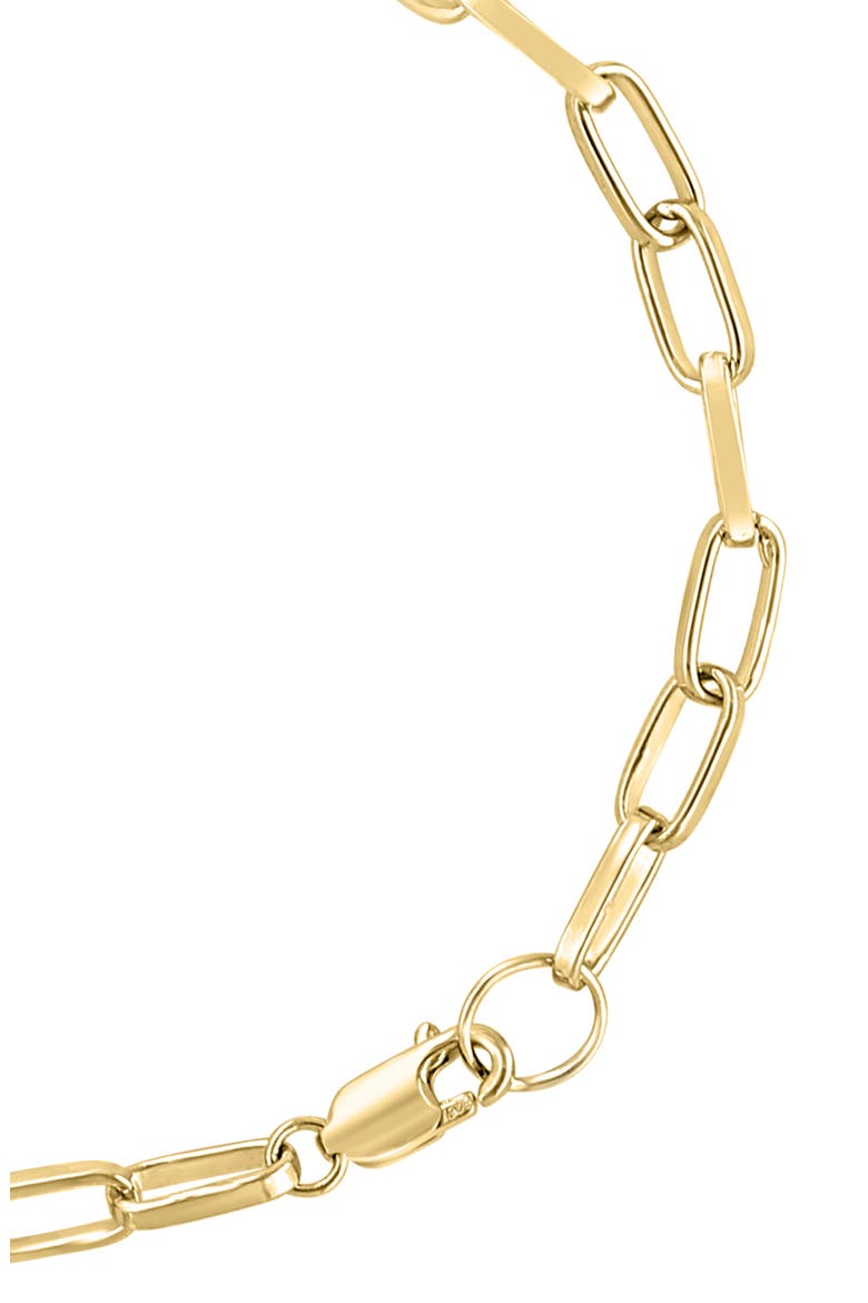 14k Gold Over Sterling Silver Diamond Padlock Paperclip Chain Bracelet, Alternate, color, GOLD