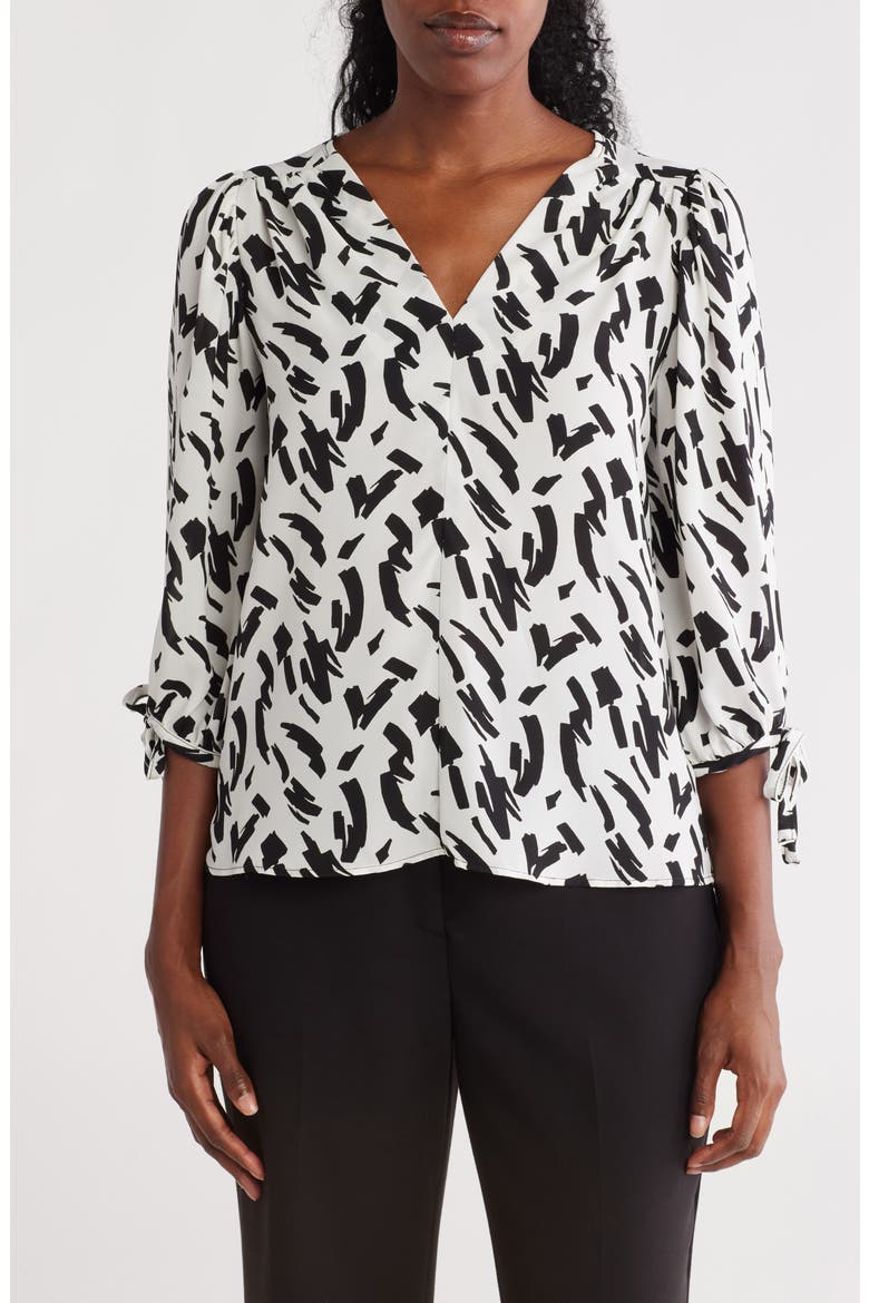 V-Neck Tie Sleeve Top, Main, color, IVORY