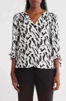 Renee C V-Neck Tie Sleeve Top