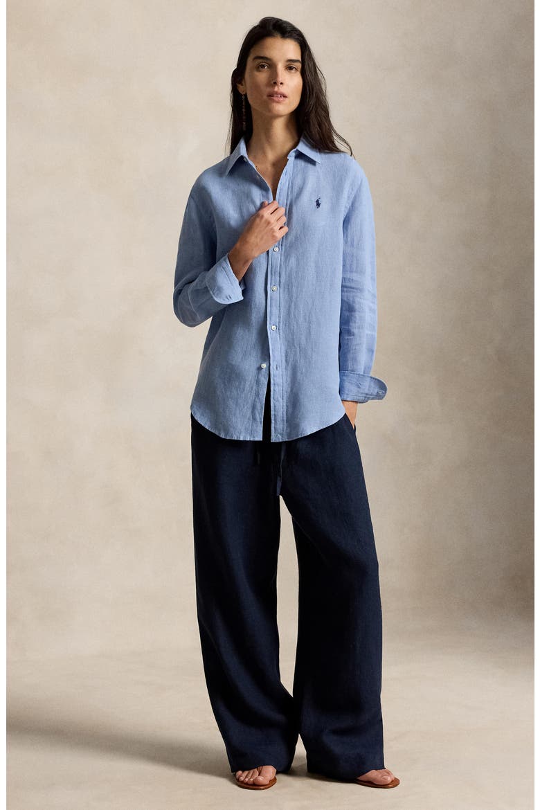 Classic Fit Linen Button-Up Shirt, Alternate, color, SUMMER BLUE