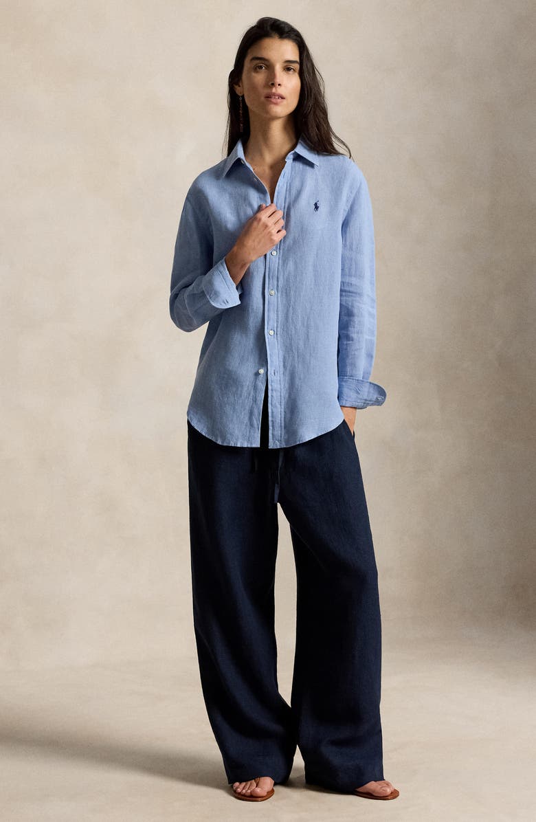 Polo Ralph Lauren Classic Fit Linen Button-Up Shirt, Alternate, color, Summer Blue