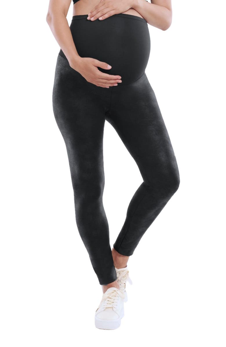 MOTHERHOOD MATERNITY Secret Fit Over the Belly Coated Full Length Legging, Alternate, color, Black