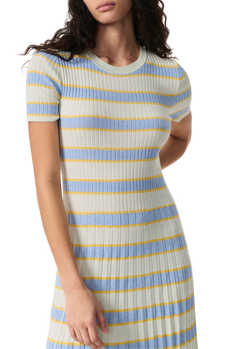 rag & bone Eloise Stripe Pleated Rib Sweater Dress, Alternate, color, Green Multi