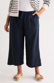 Caslon® Wide Leg Crop Linen Pants