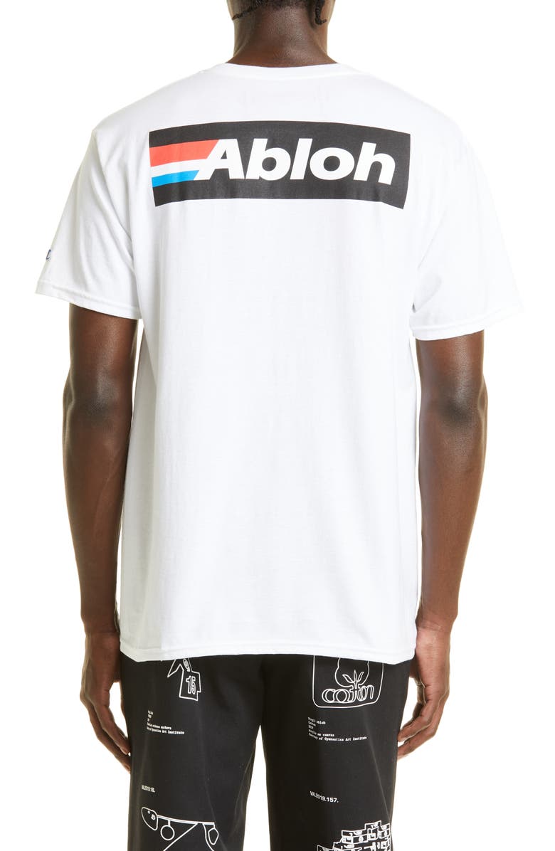 Canary Yellow Gender Inclusive Abloh Stripe Logo Graphic Tee, Alternate, color, White