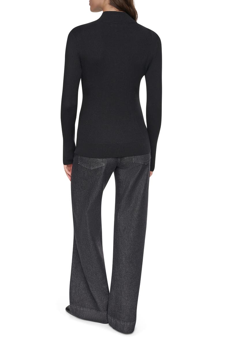 Logo Tape Quarter Zip Sweater, Alternate, color, BLACK/ IVORY