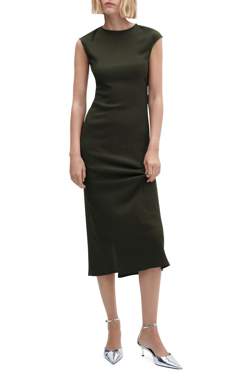 MANGO Back Cutout Textured Midi Dress, Main, color,