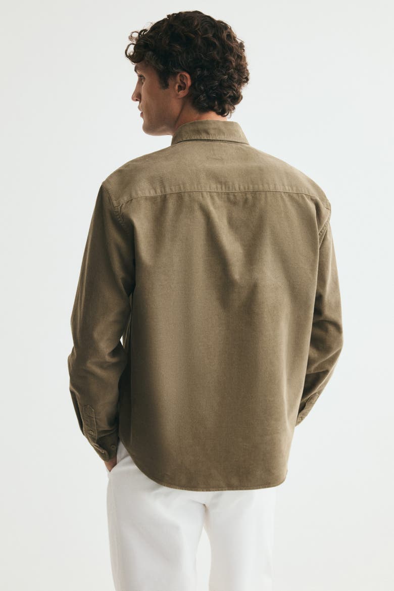 Regular-Fit Corduroy Shirt, Alternate, color, Dark khaki green