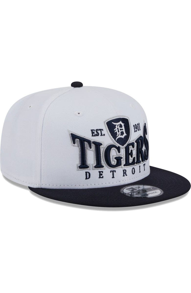 New Era Men's New Era White/Navy Detroit Tigers Crest 9FIFTY Snapback Hat, Alternate, color,