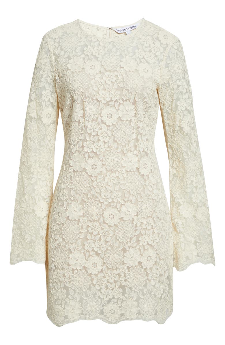 Veronica Beard Teresia Long Sleeve Lace Minidress, Alternate, color, Dove
