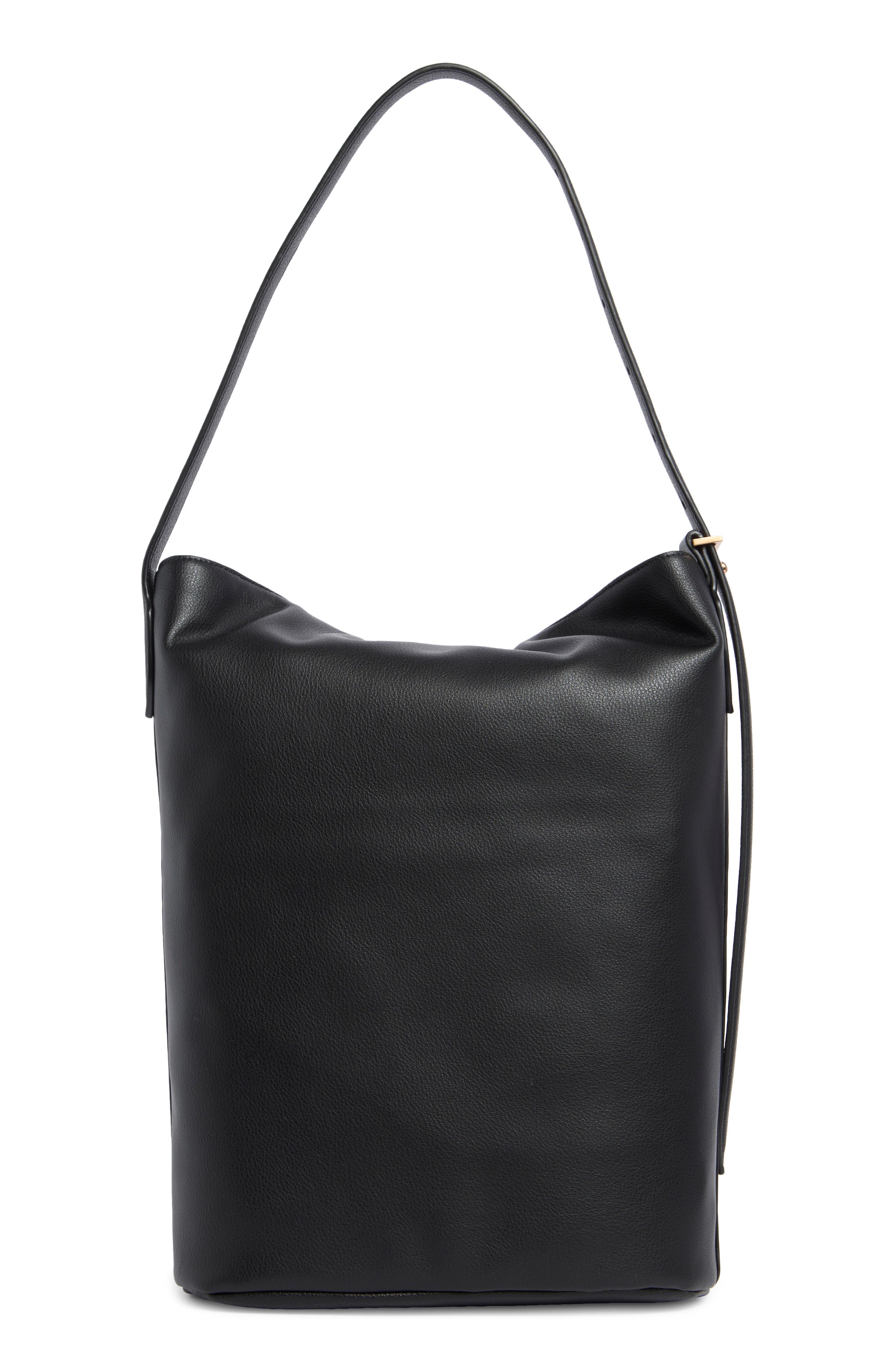 Sam Edelman Harlyn Pebbled Leather Bucket Bag, Alternate, color, Black