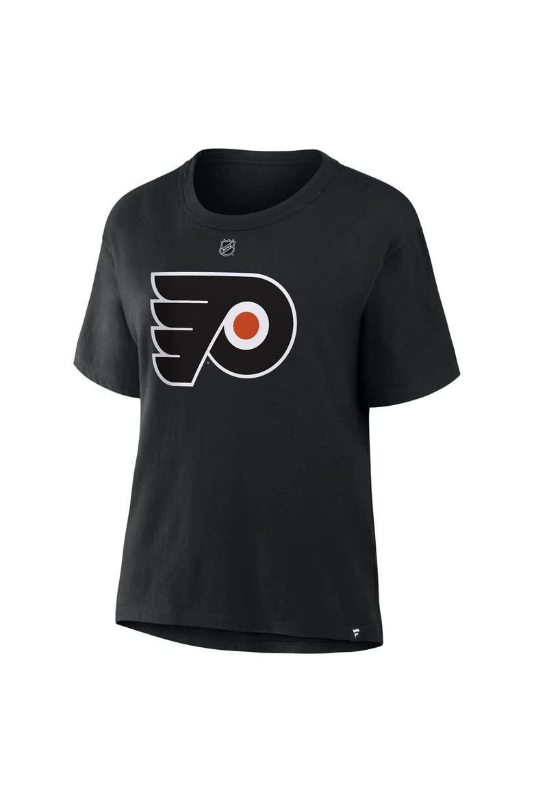 Women's Fanatics Matvei Michkov Black Philadelphia Flyers Authentic Stack Name & Number T-Shirt, Alternate, color, Black