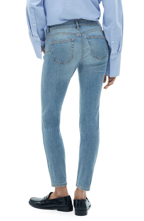 Mango Coated Low Rise Push-up Skinny Jeans In Medium Blue