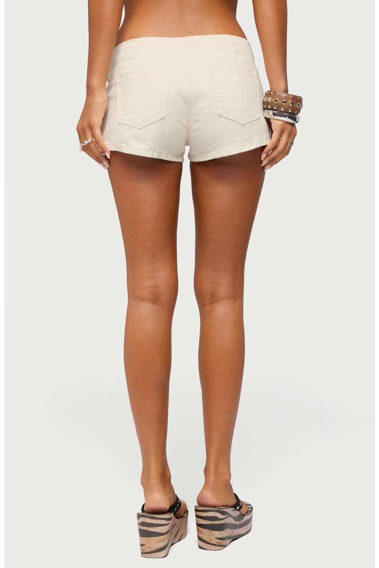 Ceresie Belted Low Rise Denim Micro Shorts, Alternate, color, BEIGE