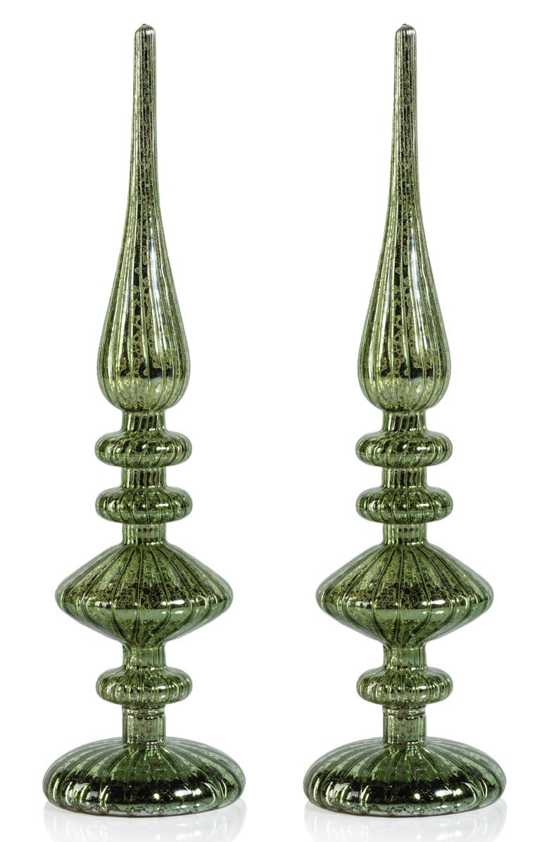 Zodax Set of 2 Azenor LED Decorative Glass Tabletop Finial Ornaments, Main, color, 