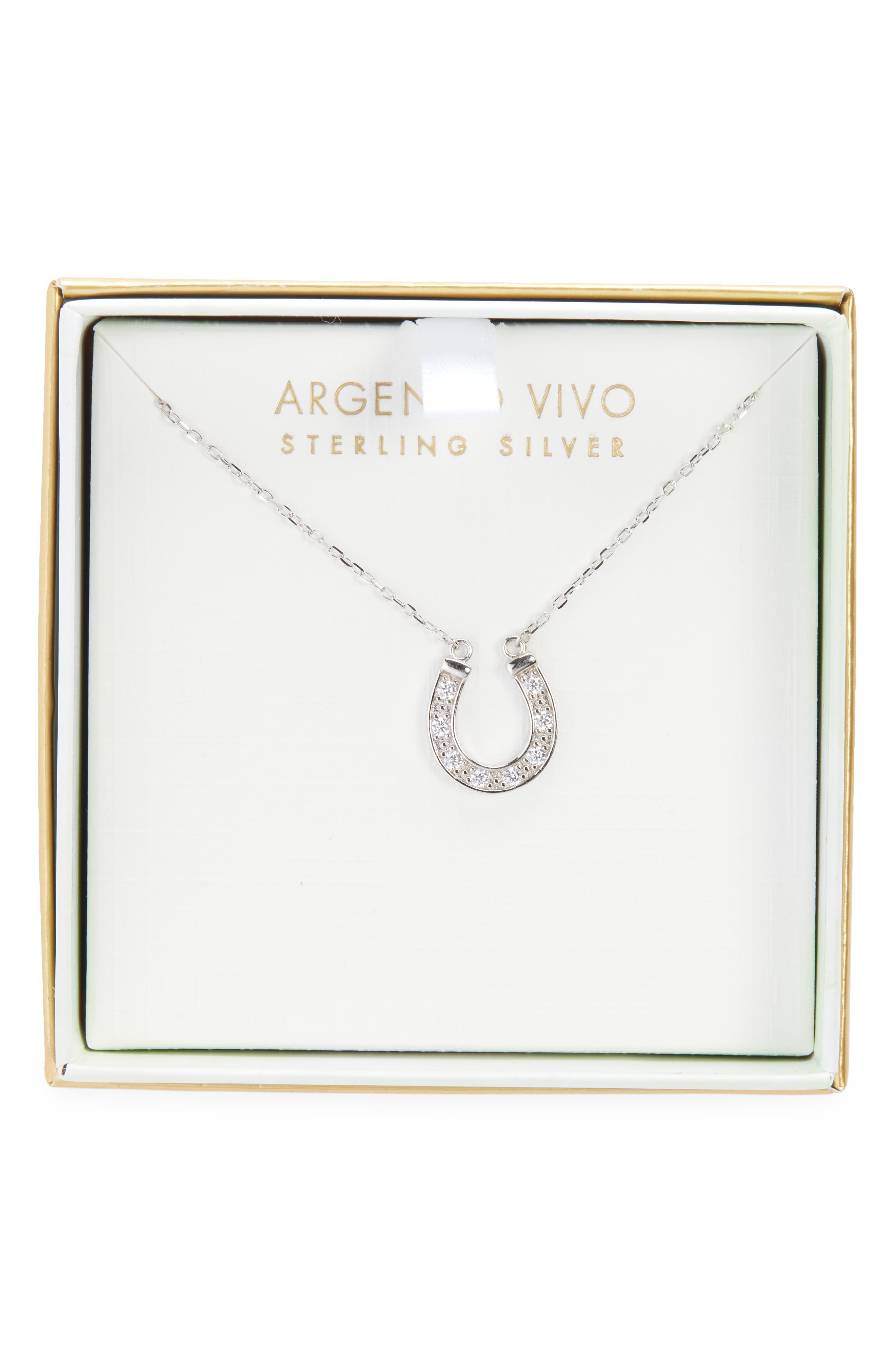 ARGENTO VIVO Pavé Crystal Horseshoe Pendant Necklace