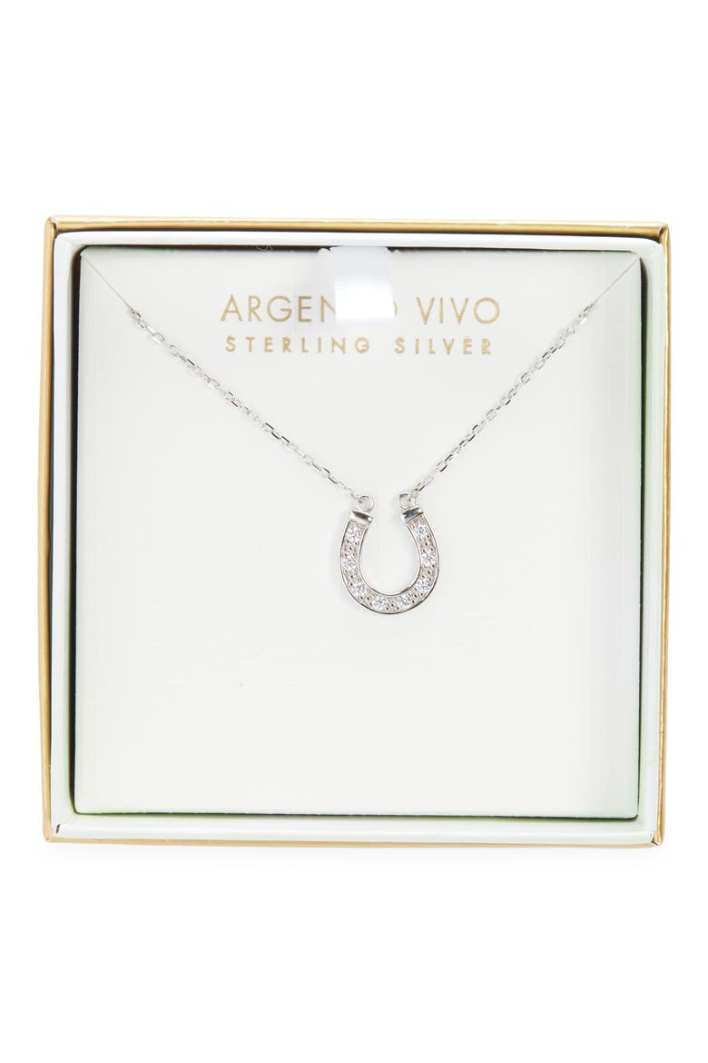 Pavé Crystal Horseshoe Pendant Necklace, Main, color, SILVER