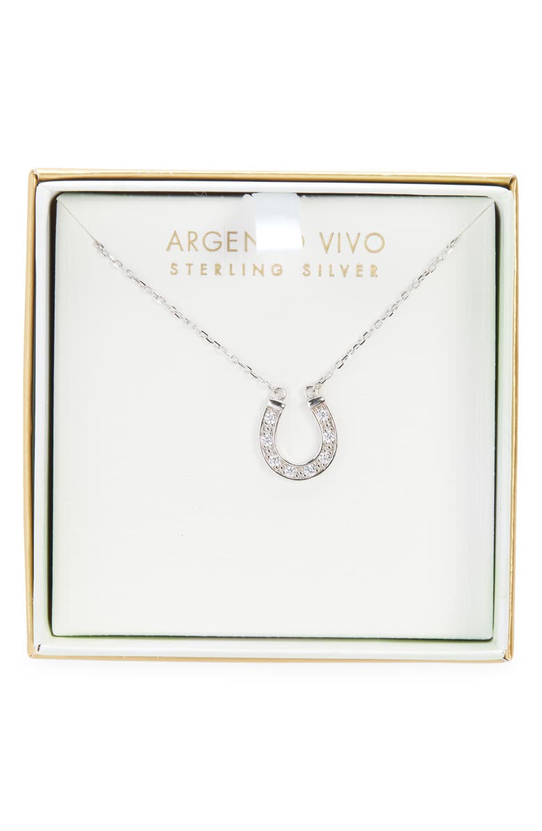 ARGENTO VIVO Pavé Crystal Horseshoe Pendant Necklace, Main, color, Silver