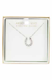 ARGENTO VIVO Pavé Crystal Horseshoe Pendant Necklace