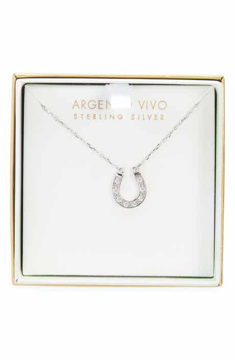 ARGENTO VIVO Pavé Crystal Horseshoe Pendant Necklace