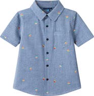Andy & Evan Kids' Watermelon Print Short Sleeve Seersucker Button-Up Shirt