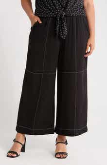 Adrianna Papell Crinkled Topstitched Pants