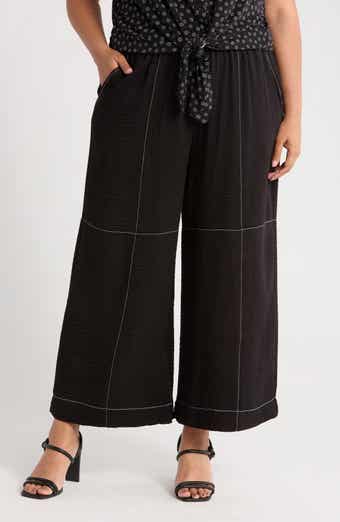 Adrianna Papell Crinkled Topstitched Pants
