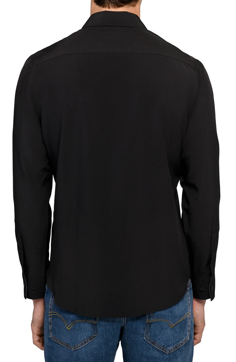 CONSTRUCT Solid Woven Long Sleeve Basic, Alternate, color, Black