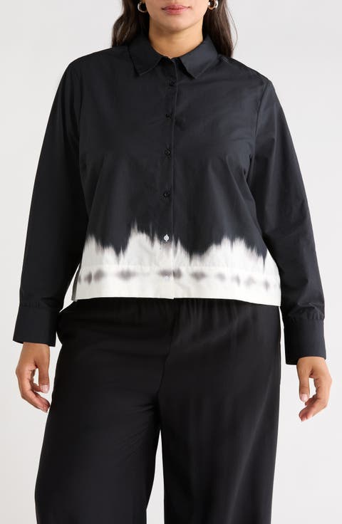 Stripe Crop Cotton Poplin Button-Up Shirt