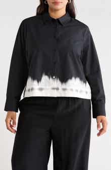 Stripe Crop Cotton Poplin Button-Up Shirt