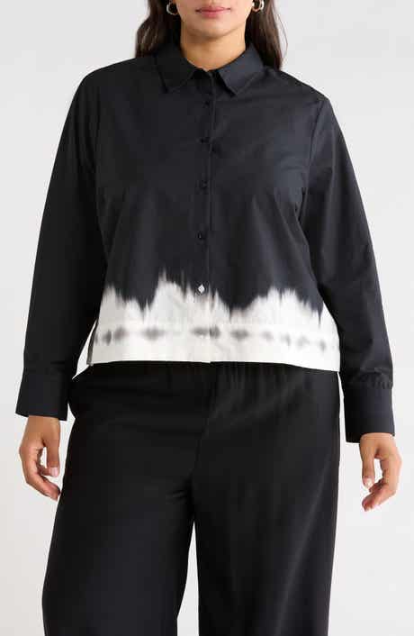 Stripe Crop Cotton Poplin Button-Up Shirt