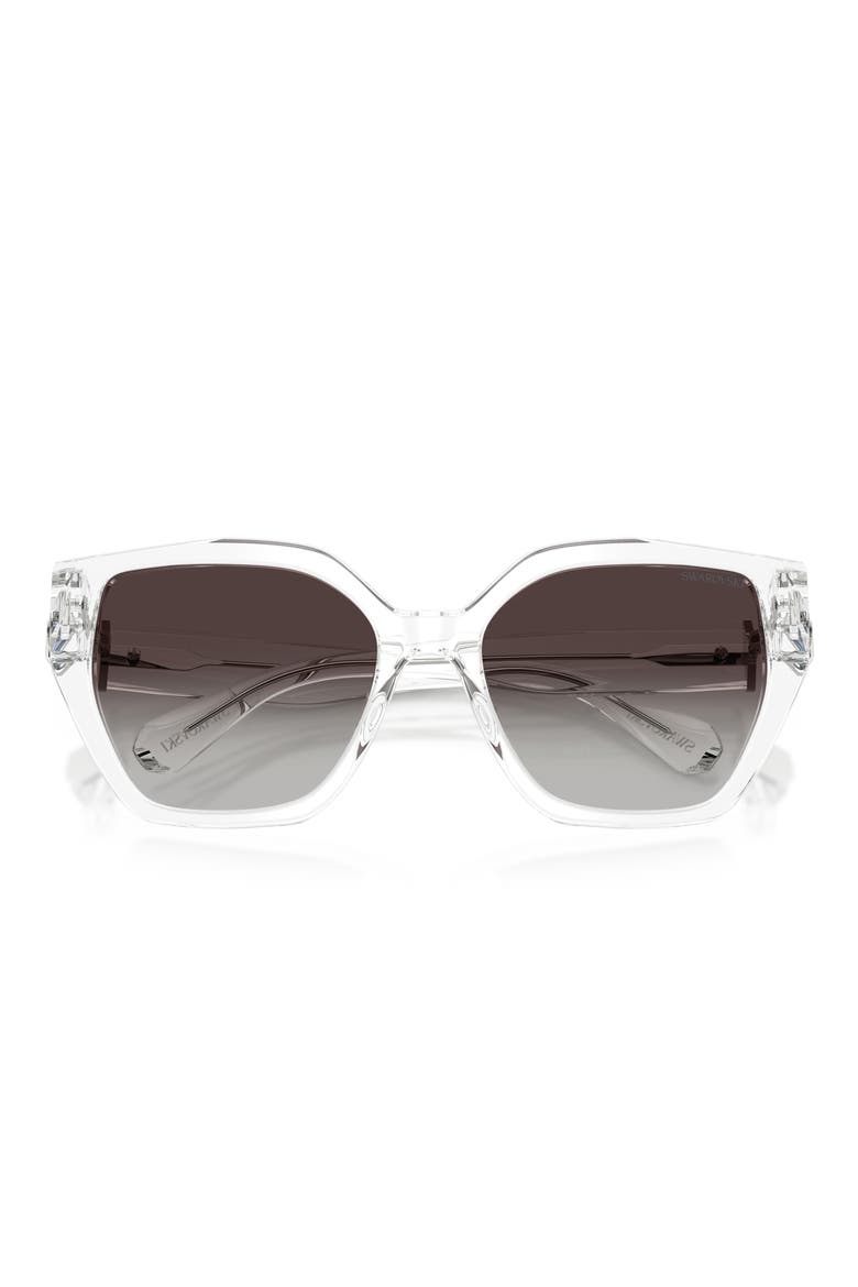 56mm Gradient Irregular Sunglasses, Alternate, color, TRANSPARENT / GRADIENT GREY