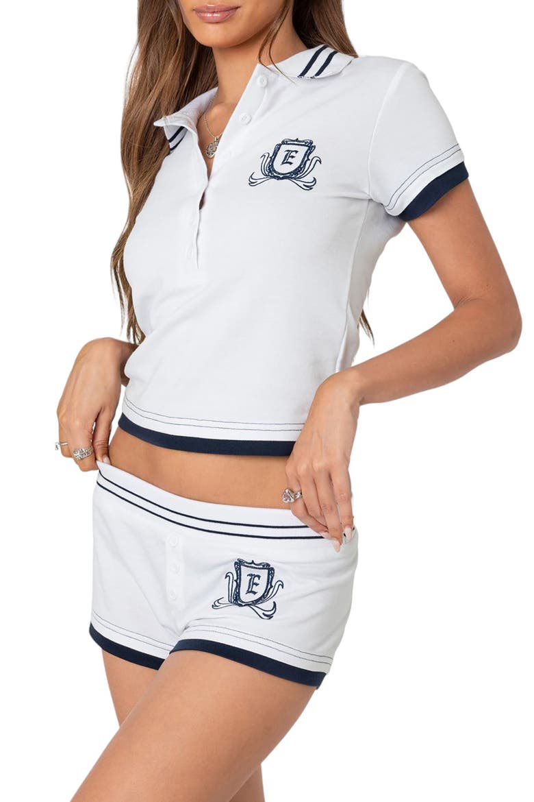 Academia Crop Polo, Alternate, color, WHITE-AND-NAVY