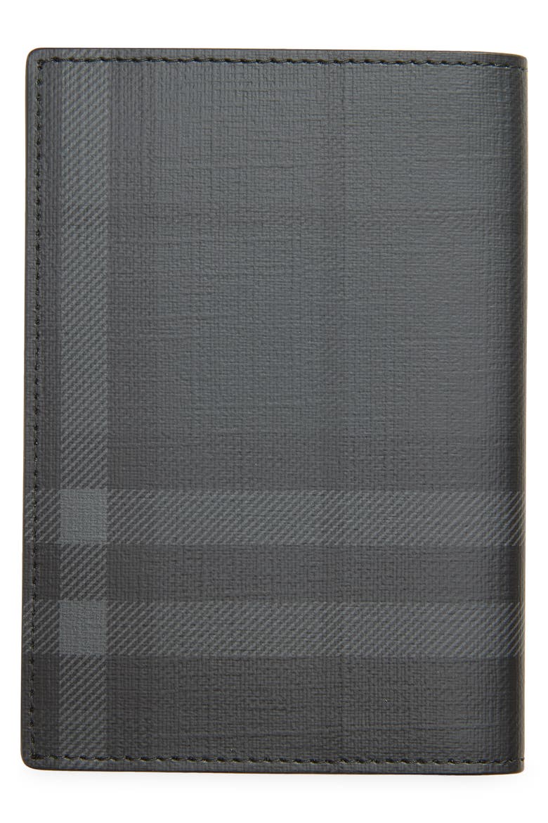 Check Coated Canvas Passport Holder, Alternate, color, IRON