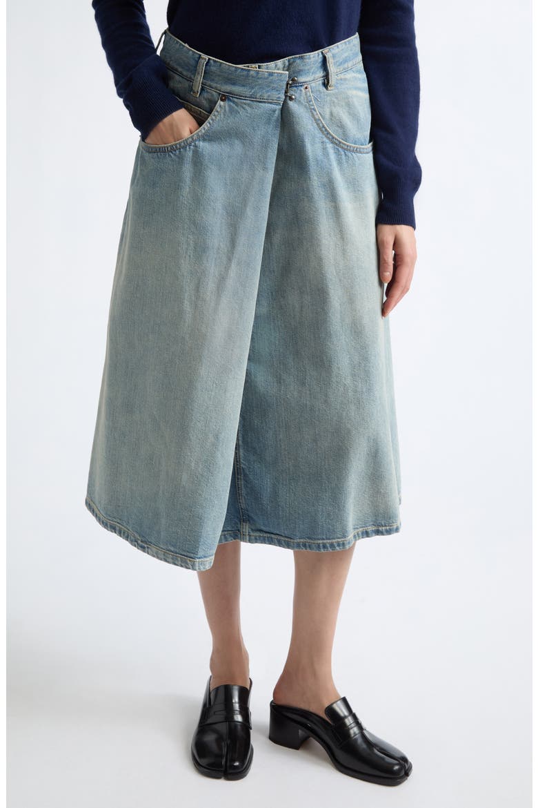 Wrap Denim Midi Skirt, Main, color, OLD BLUE