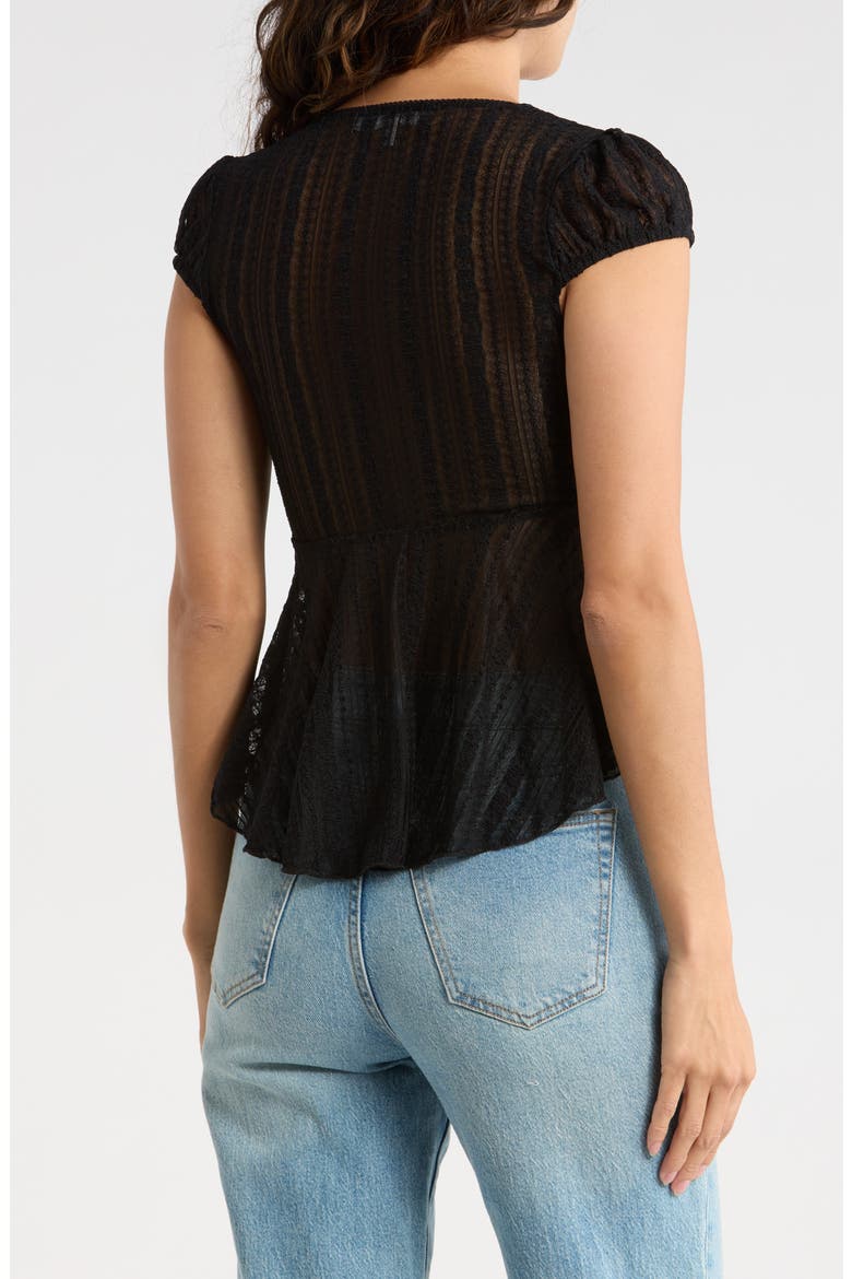 Cap Sleeve Lace Babydoll Top, Alternate, color, BLACK