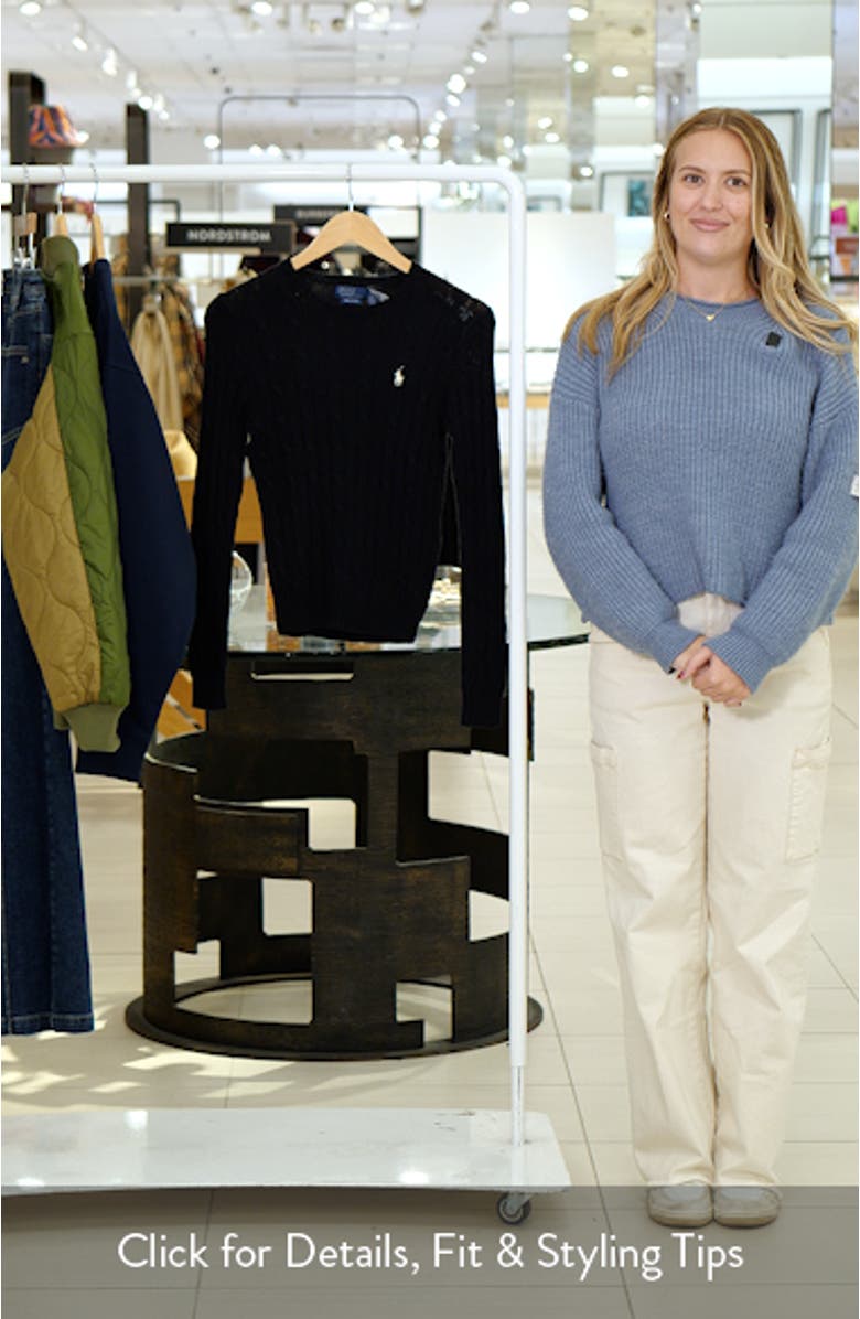 Julianna Pima Cotton Cable Knit Crewneck Sweater, sales video thumbnail