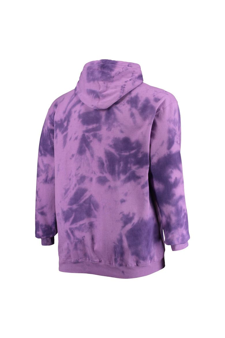 Men's Fanatics Branded Purple Los Angeles Lakers Big & Tall Wordmark Cloud-Dye Pullover Hoodie, Alternate, color, Purple