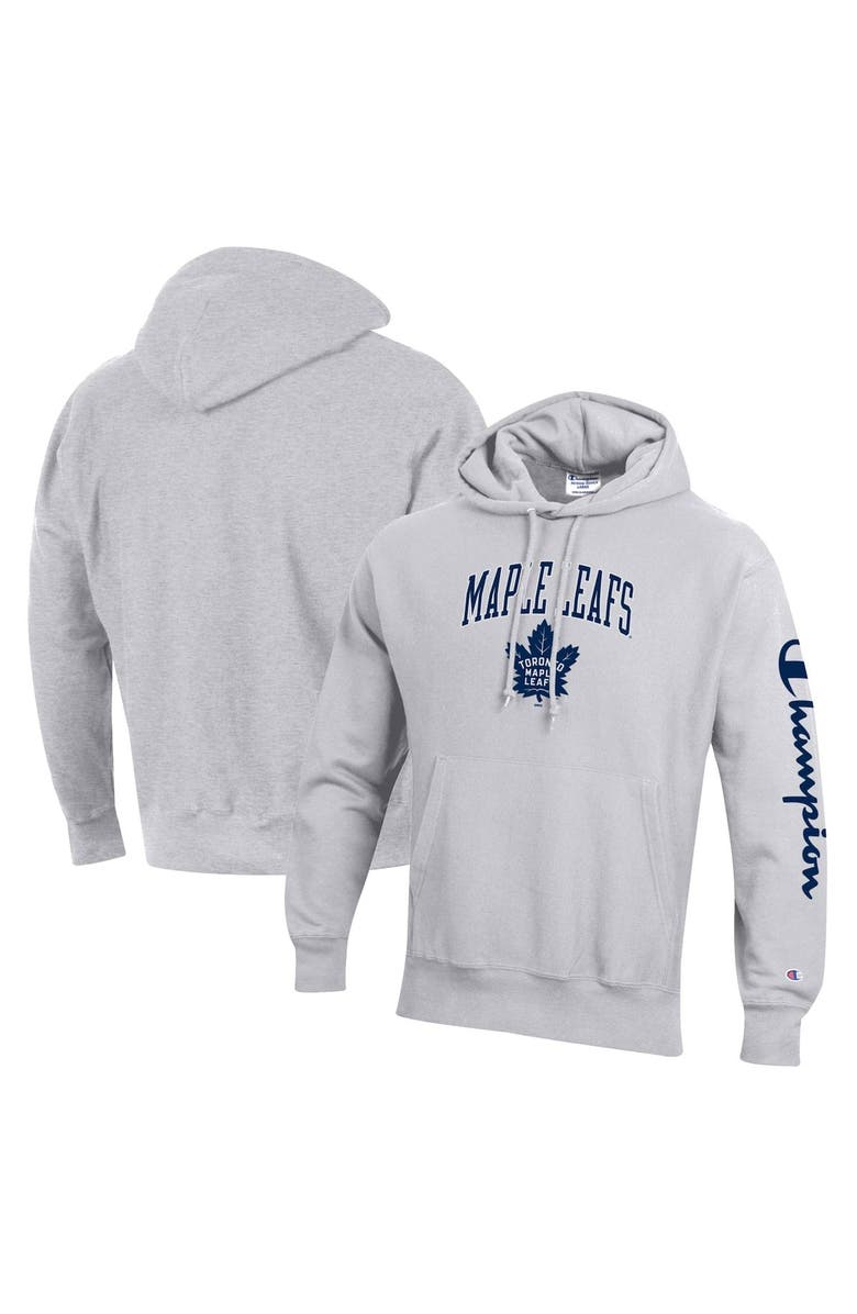 Champion Men's Champion Heather Gray Toronto Maple Leafs Reverse Weave Pullover Hoodie, Main, color,