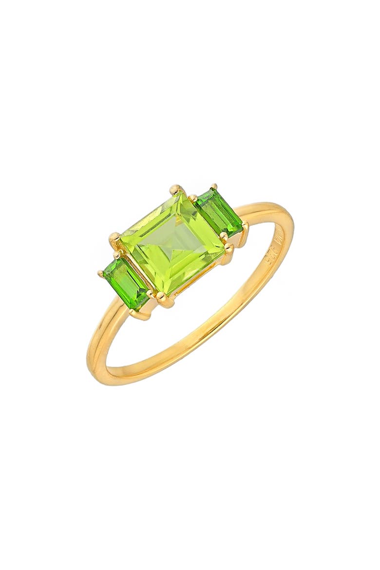 Square & Baguette Peridot Ring, Main, color, GREEN