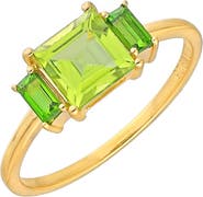 YS GEMS Square & Baguette Peridot Ring