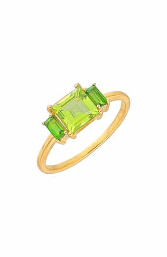 YS GEMS Square & Baguette Peridot Ring