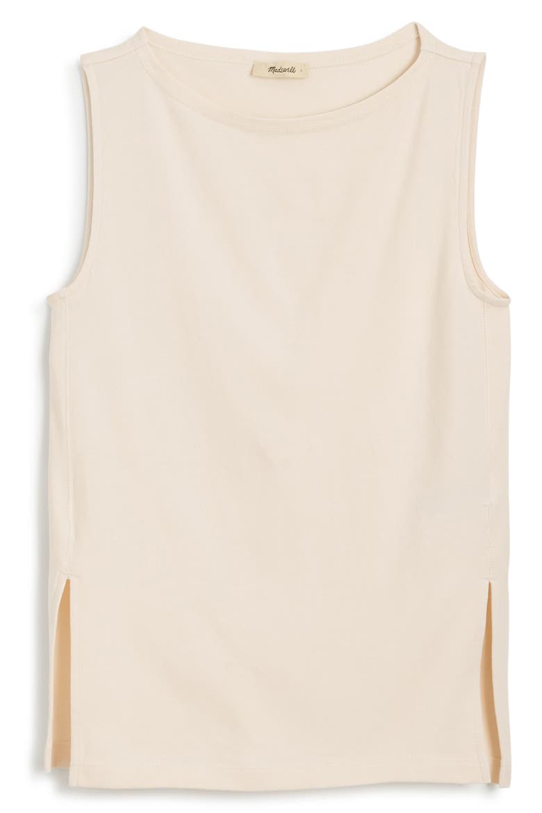 Sleeveless Boat Neck Side Slit T-Shirt, Alternate, color, VINTAGE IVORY