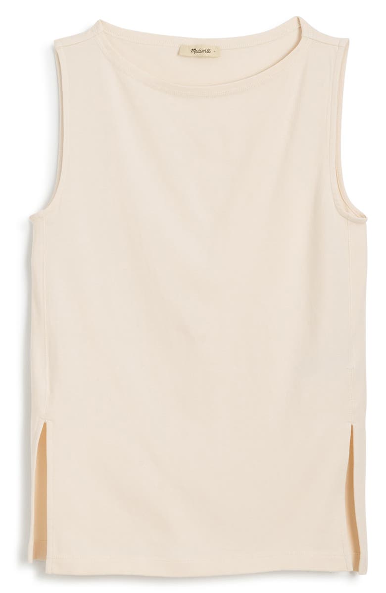 Madewell Sleeveless Boat Neck Side Slit T-Shirt, Alternate, color, Vintage Ivory