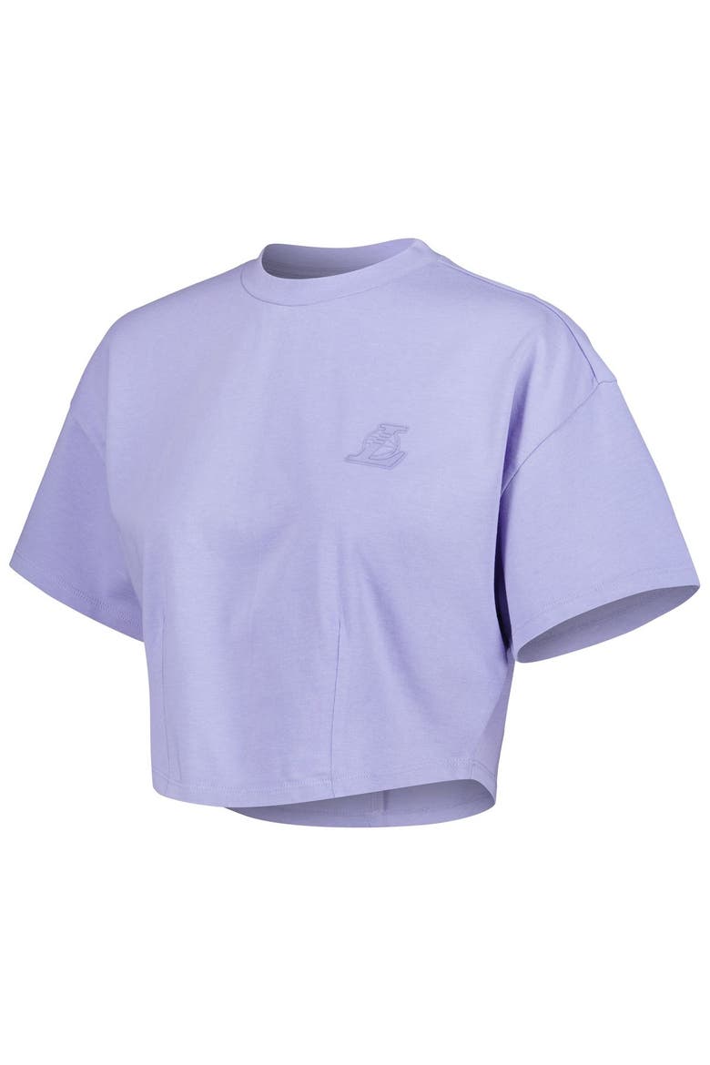 Men's Lusso Purple Los Angeles Lakers Nola Faded Tonal Cropped T-Shirt, Alternate, color, Purple