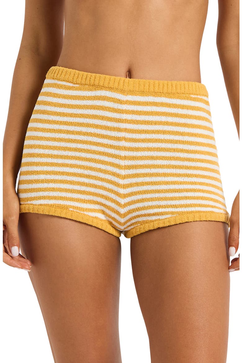 Ozzy Striped Knit Shorts, Main, color, SAFFRON / WHITE