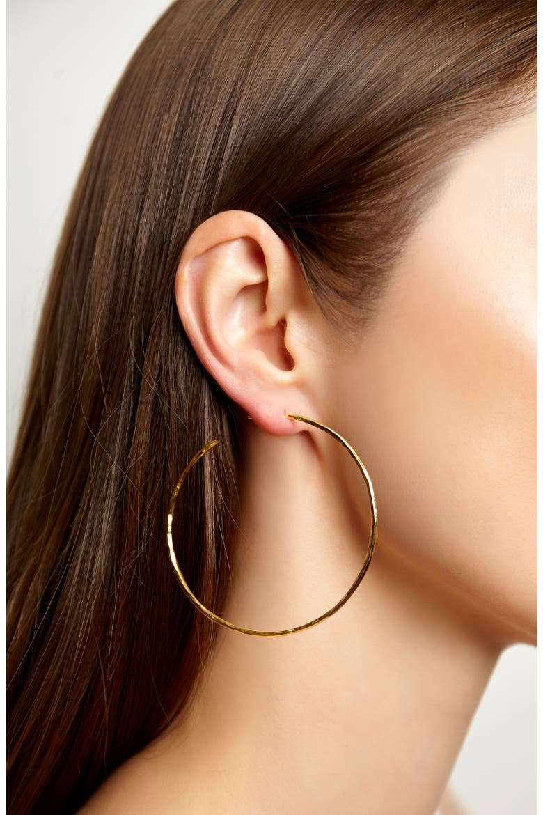 Argento Vivo Hammered Large Hoop Earrings, Alternate, color, GOLD VERMEIL