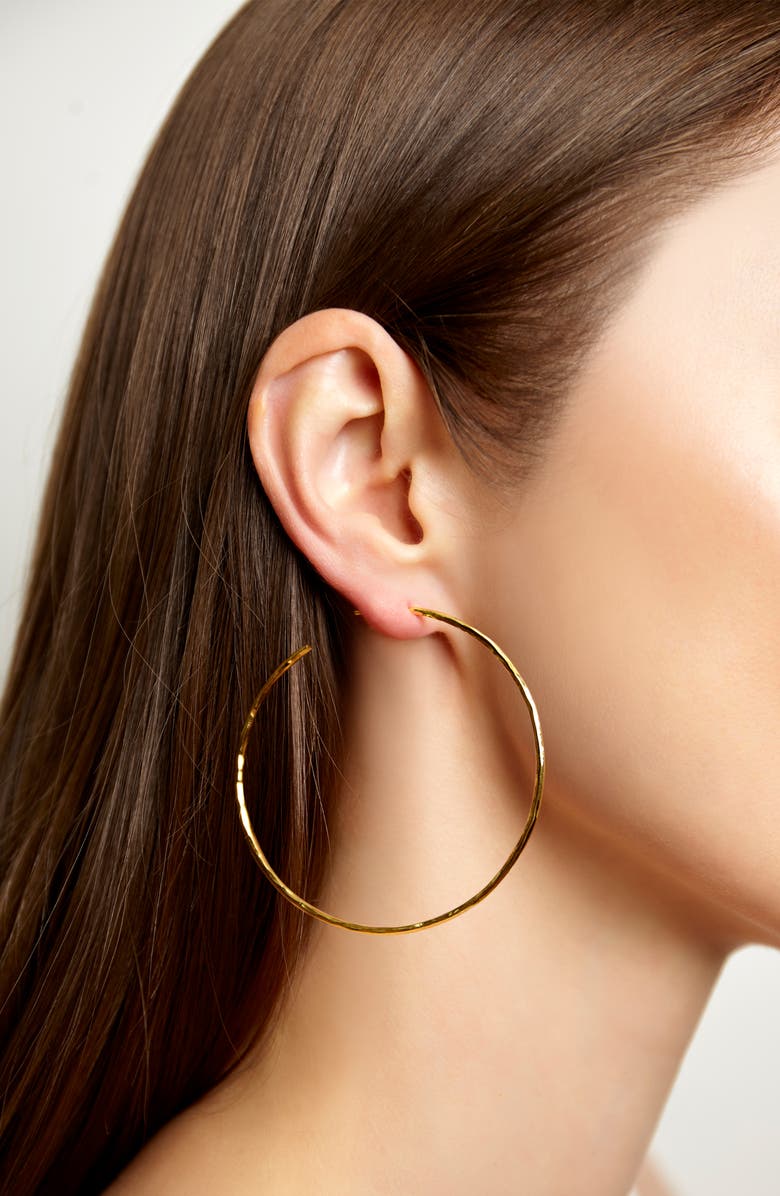 Argento Vivo Sterling Silver Argento Vivo Hammered Large Hoop Earrings, Alternate, color, Gold Vermeil